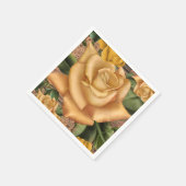 Serviette En Papier Roses Jaunes & Pays Fête des mariées en bois rusti (Coin)