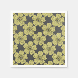 Serviette En Papier Roses Jaunes Sauvages Tableau Noir