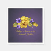 Serviette En Papier Roses Jaunes Violets Violets Violets 50e anniversa (Devant)