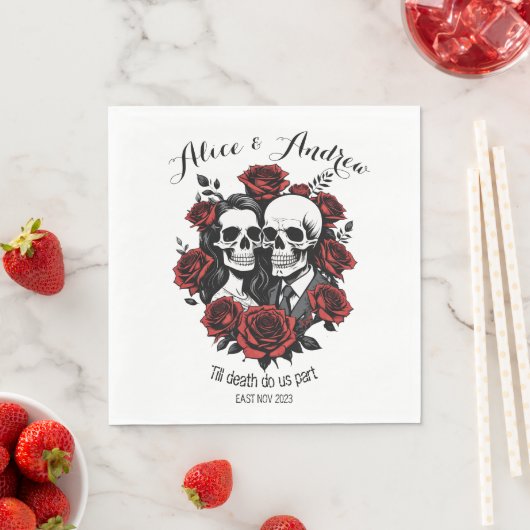 Serviette En Papier Roses mariages souple crâne (En situation)
