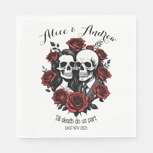 Serviette En Papier Roses mariages souple crâne (Devant)