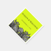 Serviette En Papier Roses noires et blanches Chaux électriques Mariage (Coin)