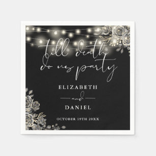 Serviette En Papier Roses Noires Et Blancs Éclairage Mariage gothique