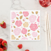Serviette En Papier Roses Papier-serviettes rose (En situation)