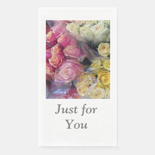 Serviette en papier Roses pour invités ou essuie-t (Devant)