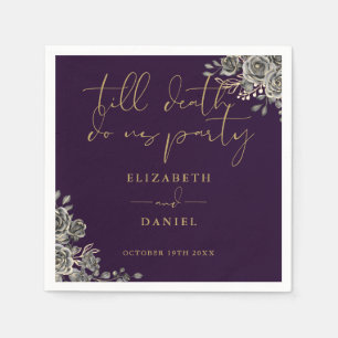 Serviette En Papier Roses Purple Et Or Floral Mariage Gothique Floral
