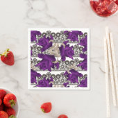 Serviette En Papier Roses rétro, violet (En situation)