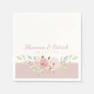 Serviette En Papier Roses Romantiques Aquarelle Rose Pâle Personnalisé
