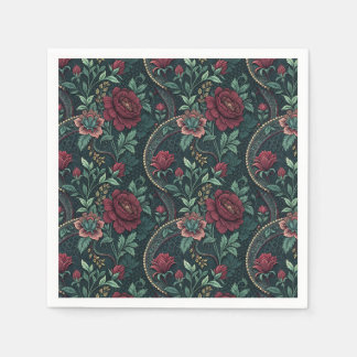Serviette En Papier Roses Romantiques Sombres Motif Floral Gothique en