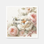 Serviette En Papier Roses rose et crème Peony Mariage Papier Napkins (Devant)