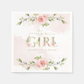Serviette En Papier Roses rose vif fille baby shower serviettes (Devant)