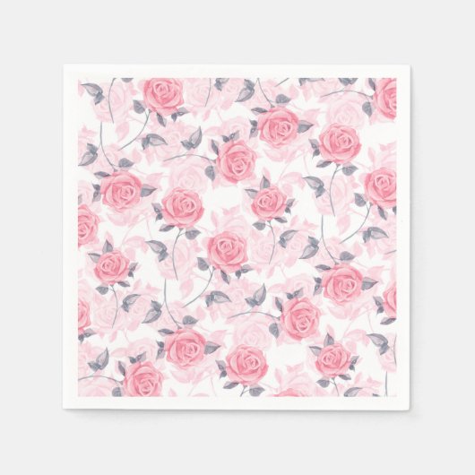 Serviette En Papier Roses roses (Devant)
