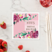 Serviette En Papier Roses roses élégantes Papier Fête des mariées serv (En situation)