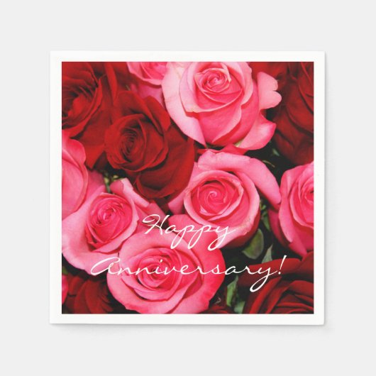 Serviette En Papier Roses, roses et Red-Paper à cocktails serviettes (Devant)