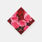 Serviette En Papier Roses, roses et Red-Paper à cocktails serviettes (Coin)