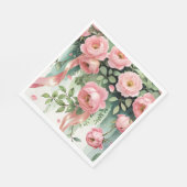 Serviette En Papier Roses roses et rubans (Coin)