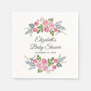 Serviette En Papier Roses roses. Fleurs de jardin. Baby shower floral
