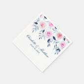 Serviette En Papier Roses roses florales Mariage d'aquarelle (Coin)