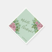 Serviette En Papier Roses roses Jardin Printemps Mariage (Coin)