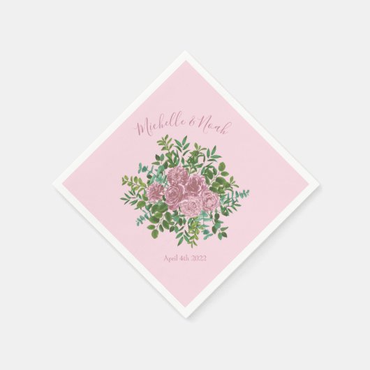 Serviette En Papier Roses roses Jardin Printemps Mariage (Coin)