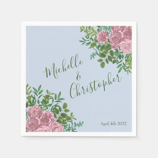 Serviette En Papier Roses roses Jardin Printemps Mariage (Devant)