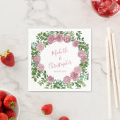 Serviette En Papier Roses roses Jardin Printemps Mariage (En situation)