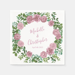 Serviette En Papier Roses roses Jardin Printemps Mariage