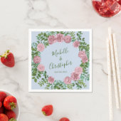 Serviette En Papier Roses roses Jardin Printemps Mariage (En situation)