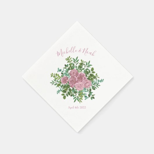 Serviette En Papier Roses roses Jardin Printemps Mariage (Coin)