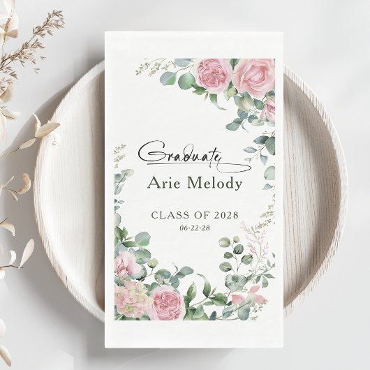 Serviette En Papier Roses Roses Modernes Script Promotion