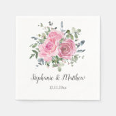 Serviette En Papier Roses roses roses Dusty Eucalyptus Mariage botaniq (Devant)