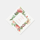 Serviette En Papier Roses roses roses romantiques Bordure d'aquarelle (Coin)