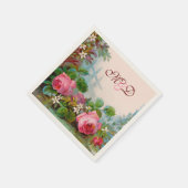 SERVIETTE EN PAPIER ROSES ROSES ROSES ROSES, JASMINES MONOGRAMME MARIA (Coin)