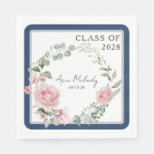 Serviette En Papier Roses Roses Roses Script Promotion de Diplômés (Devant)