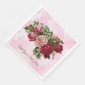 Serviette En Papier Roses roses rouges Lys de la Vallée Floral Romanti (Coin)