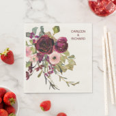 Serviette En Papier Roses roses rouges Mariage floral (En situation)