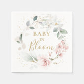 Serviette En Papier Roses roses vertes Baby shower de feuillage servie (Devant)