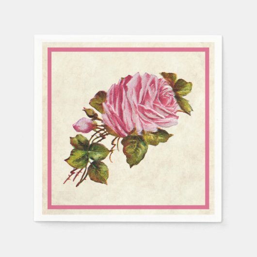 Serviette En Papier Roses roses vintages (Devant)