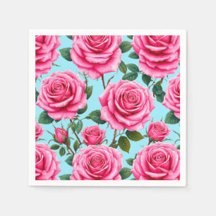 Serviette En Papier Roses roses vivement roses modelées sur