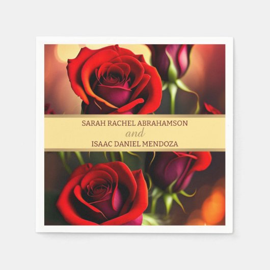 Serviette En Papier Roses Rouges (Devant)