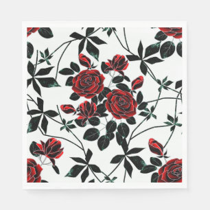 Serviette En Papier Roses rouges.
