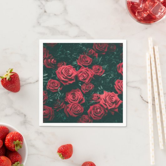Serviette En Papier Roses rouges (En situation)