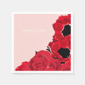 Serviette En Papier Roses rouges Abstraites et pavots (Devant)