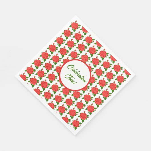 Serviette En Papier Roses rouges avec bourgeons (Coin)