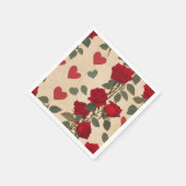 Serviette En Papier Roses rouges avec Coeurs Motif romantique (Coin)