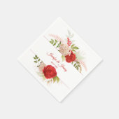 Serviette En Papier Roses rouges d'hiver et Mariage de verdure | (Coin)
