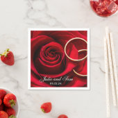 Serviette En Papier Roses rouges et anneaux Mariages Serviettes person (En situation)