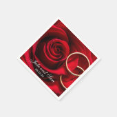Serviette En Papier Roses rouges et anneaux Mariages Serviettes person (Coin)