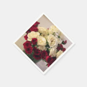 Serviette En Papier Roses rouges et blancs (Coin)