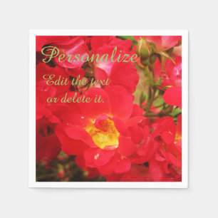Serviette En Papier Roses rouges et gouttes-à-gouttes-Papier de servie
